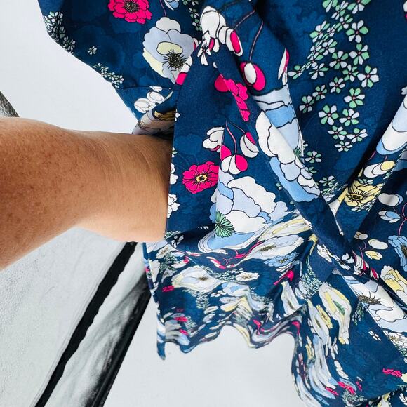 Talbots NWT Plus Size 22W Falling Blossoms Floral Wrap Dress Navy - Picture 7 of 9